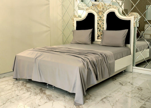 Signature 100% Cotton Sheets - 4 Piece - Sheet & Pillowcase Sets - Grey Sheets Queen Set - Hotel Luxury - Organic Cotton Sheets - Cooling Sheets - Extra Soft - Queen Bed Set - Deep Pocket Queen Sheets