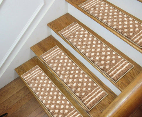 Light Polkadot - Deep Pile Shag Stair Rugs