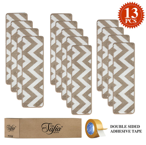 Light Brown Wavy Carpet Stair Treads (Set of 13)