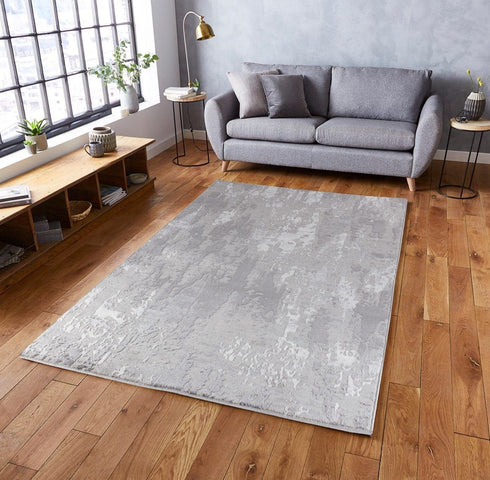 4' x 6' Water Aura Gray Modern Wavy Low Pile Area Rug