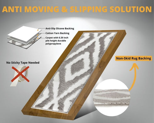 White/Gray Bella Premium Turkish Carpet Stair Treads Machine Washable with TPR Backing-Multi pack sets