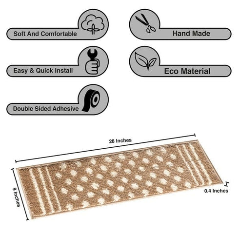 Light Polkadot - Deep Pile Shag Stair Rugs