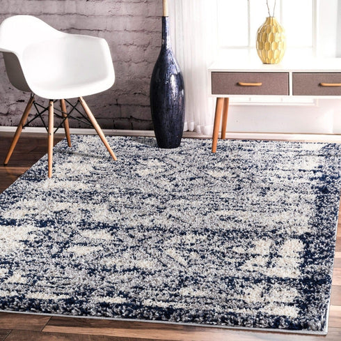 Diamond Shag Black Deep Pile Area Rug