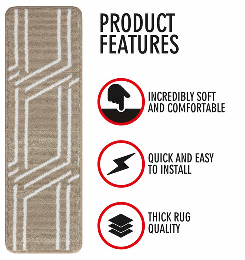 Beige Indoor Carpet Stair Runners (Set of 13)