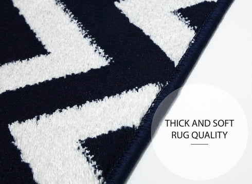 Navy Blue & White Wavy Carpet Stair Treads (Set of 13)