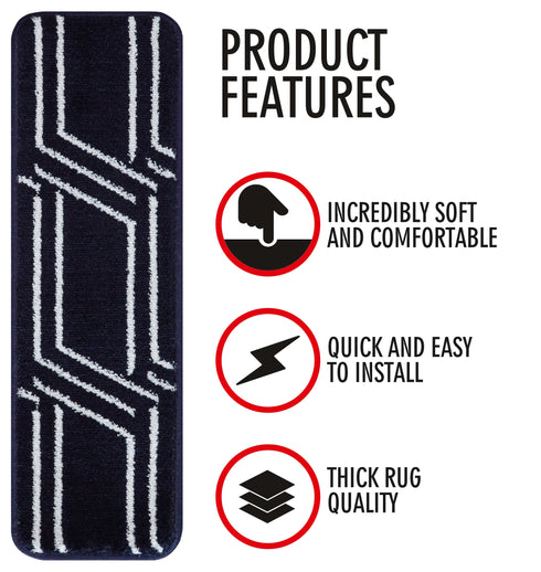 Navy Blue Stair Carpet Treads (Set of 13)