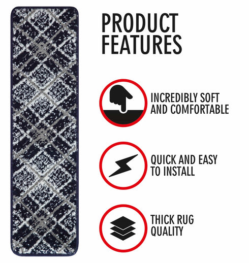 Navy Blue Frost Carpet Stair Treads (Set of 13)