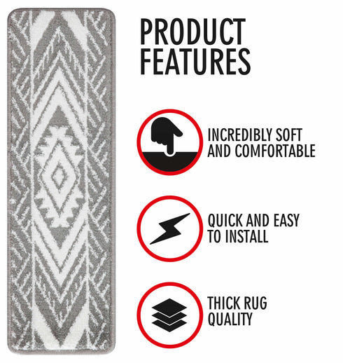 Gray & Floral Indoor Carpet Stair Treads (Pack of 13)