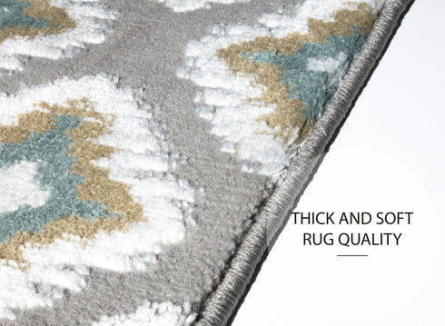 Grey & Blue Indoor Carpet Stair Runners (Set of 13)