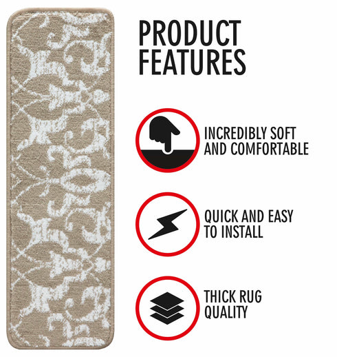 Beige Stair Rugs (Set of 13)