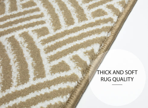 Light Brown Geometric Carpet Stair Treads (Set of 13)
