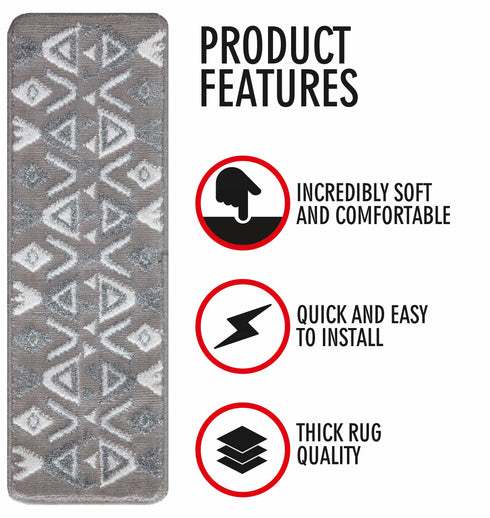 Gray Aztec Themed Indoor Stair Treads (Pack of 13)