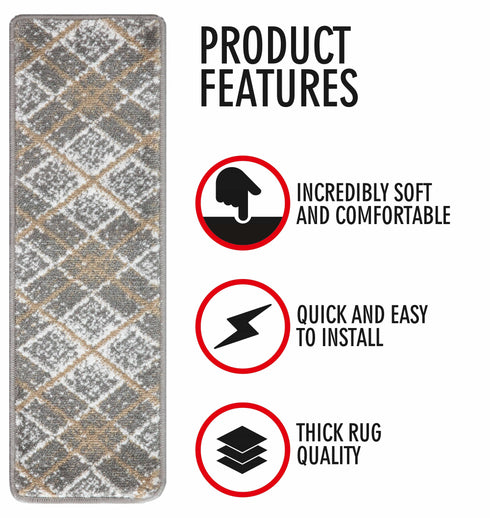 Gray Frost Indoor Carpet Stair Treads (Set of 13)