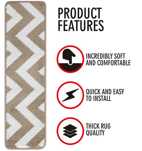 Light Brown Wavy Carpet Stair Treads (Set of 13)