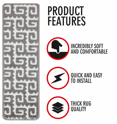 Grey Geometric Stair Capet Treads Pack of 13