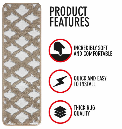 Beige Diamond Stair Tread Covers (Pack of 13)