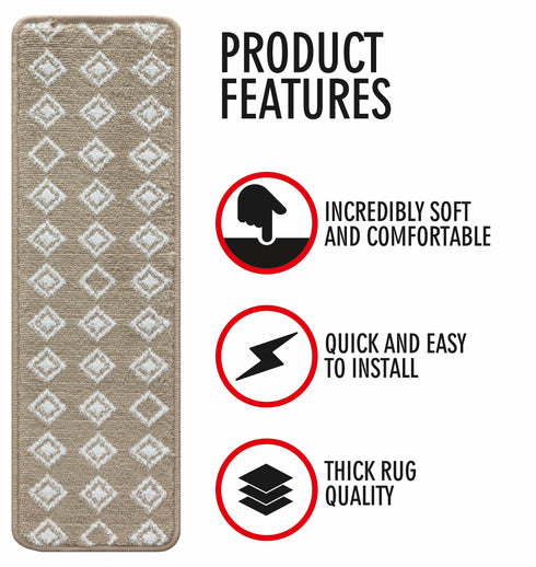 Gold & White Carpet Indoor Stair Treads (Set of 13)