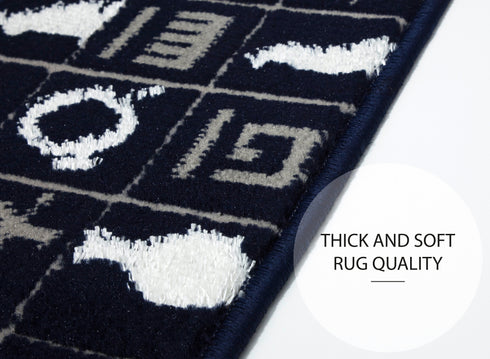 Navy Blue Modern Carpet Stair Runners (Set of 13)