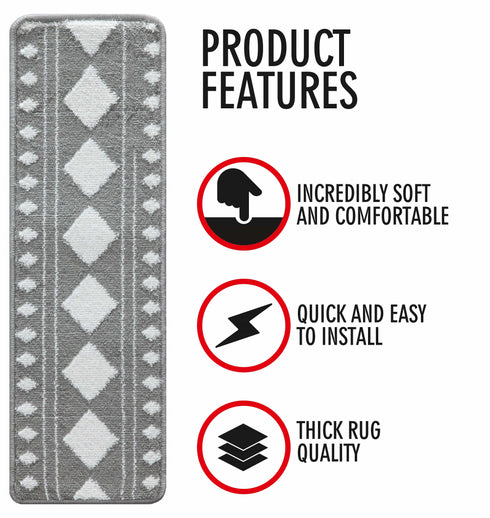 Diamond Gray Low Pile Stair Tread Covers (Set of 13)