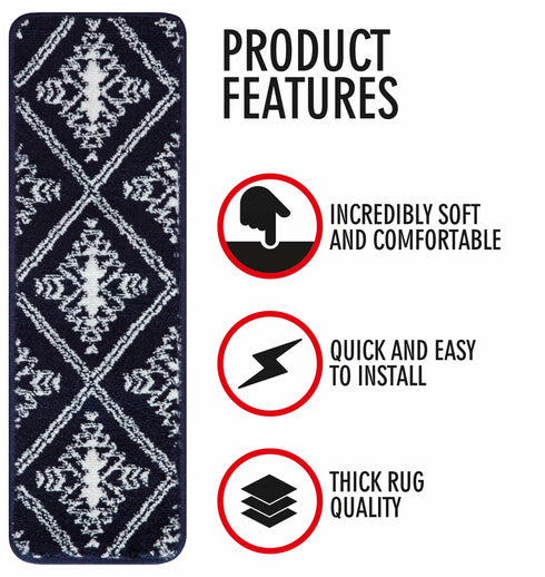 Navy Blue Stair Rugs (Set of 13)