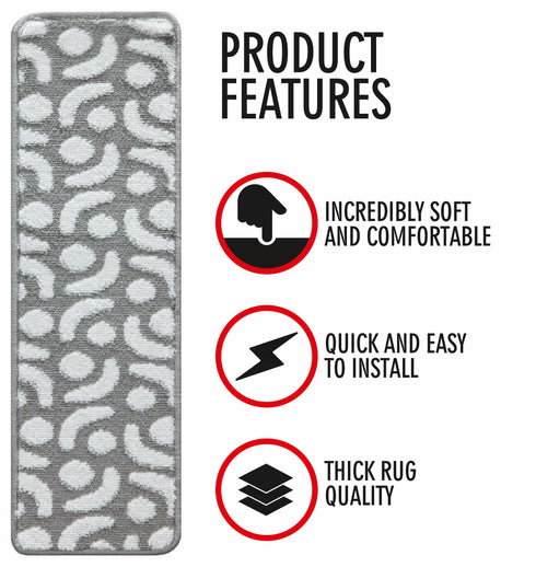 Gray Geometric Stair Treads (Pack of 13)