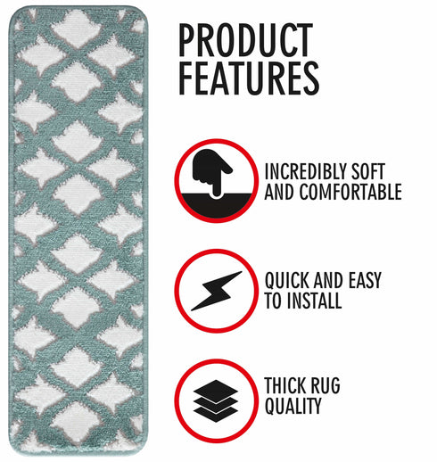 Teal Leaves Indoor Stair Treads (Set of 13)