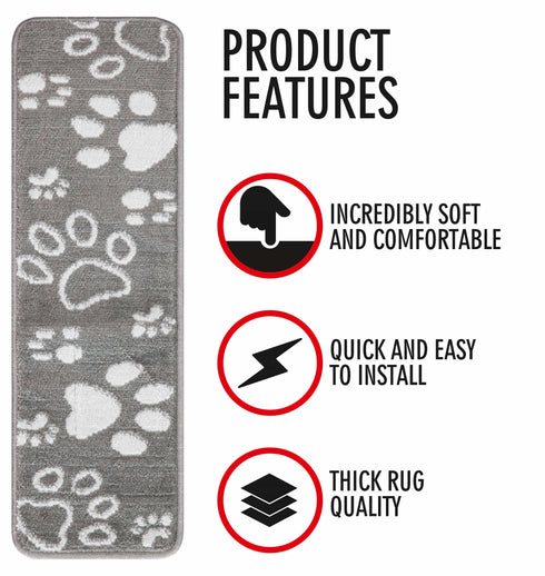 Gray Puppy Paws Stair Treads (Set of 13)