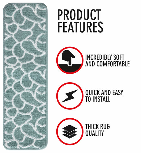 Teal Staircase Steps Modern Carpet Runners (Set of 13)