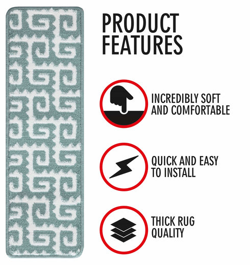 Teal Jungle Carpet Stair Covers (Pack of 13)