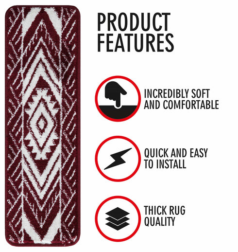 Red Indoor Carpet Stair Runners (Set of 13)