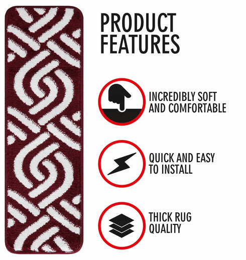 Maroon Stair Treads Low Pile (Set of 13)
