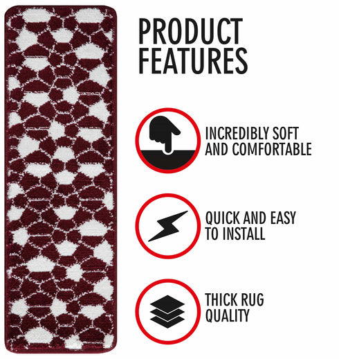 Red & White Mozaik Indoor Stair Runners (Pack of 13)