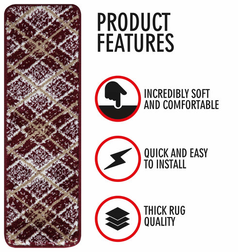 Maroon Red Frost Carpet Stair Runners (Set of 13)