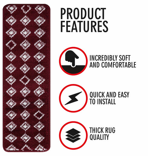 Maroon Red Indoor Stair Treads (Set of 13)