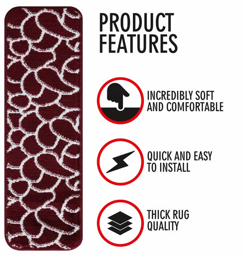 Red Staircase Steps Modern Carpet Runners (Set of 13)