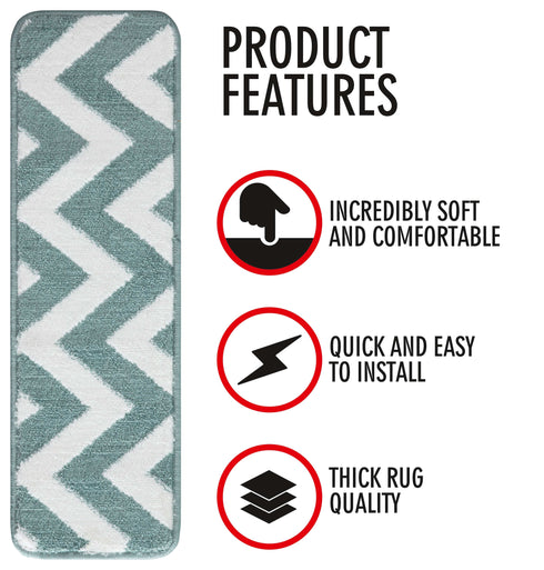 Teal Wavy Carpet Stair Treads (Set of 13)