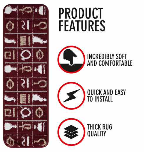 Maroon Carpet Stair Treads (Set of 13)