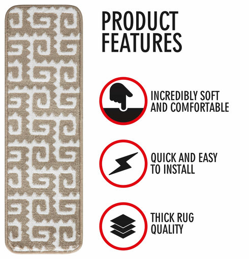Dark Beige Carpet Stair Runners (Set of 13)