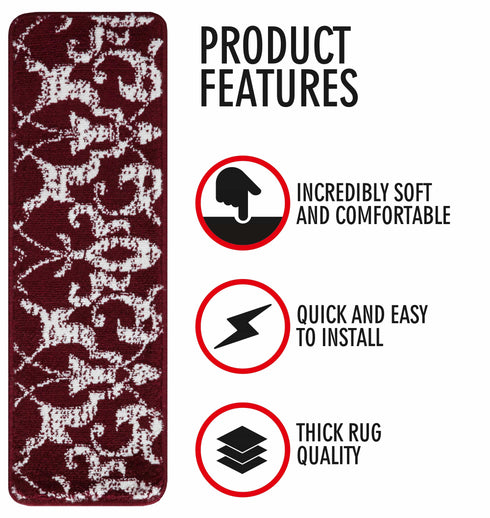 Maroon Stair Carpet Treads Indoor (Set of 13)