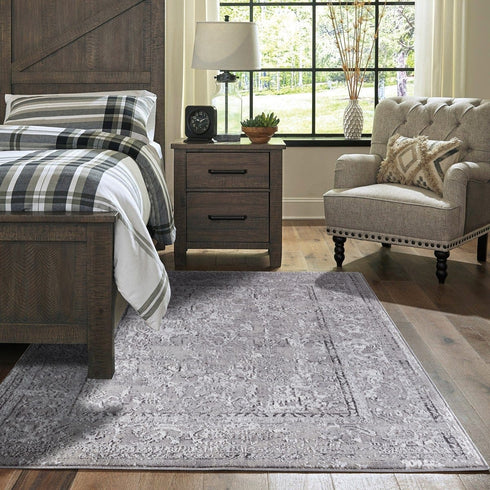 Anatolia's Tomb Gray Low Pile Distressed Area Rug