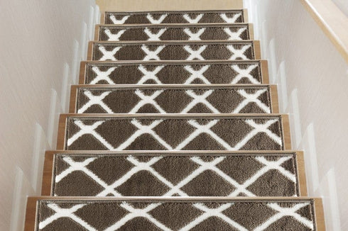 Willow - Low Pile Brown Stair Treads Carpet