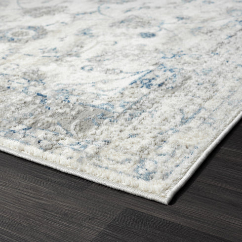 Modern Vintage Blue & Beige Area Rug