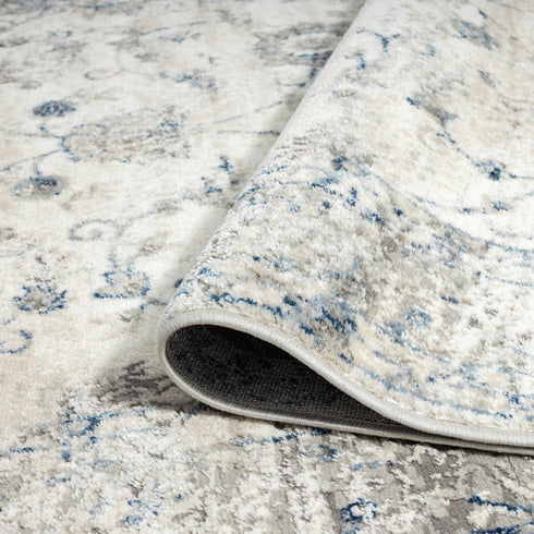 Modern Vintage Blue & Beige Area Rug