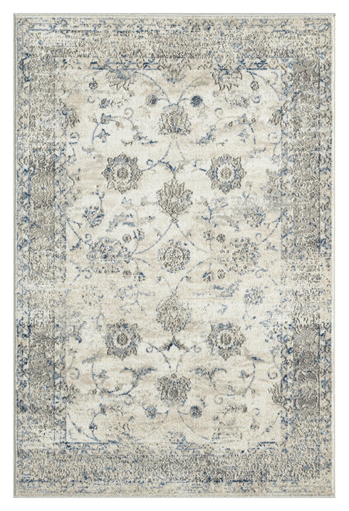 Modern Vintage Blue & Beige Area Rug