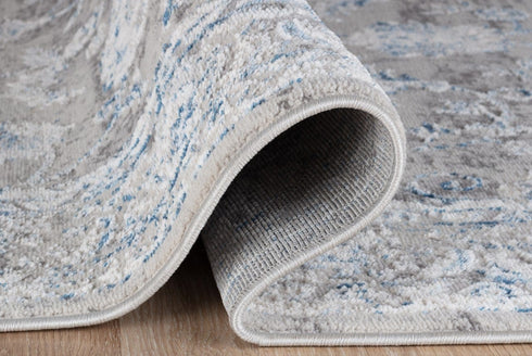 5' x 7' Light Grey & Blue Farmhouse Area Rug