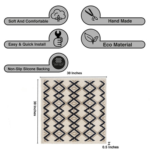 White & Blue Entryway Indoor Front Door Rugs Washable Indoor Doormat for Entrance with Non Slip Rubber Backing