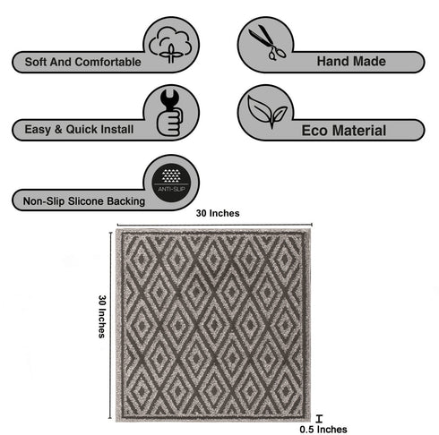 Dark Gray Entryway Indoor Front Door Rugs Washable Diamond Indoor Doormat with Non Slip Rubber Backing