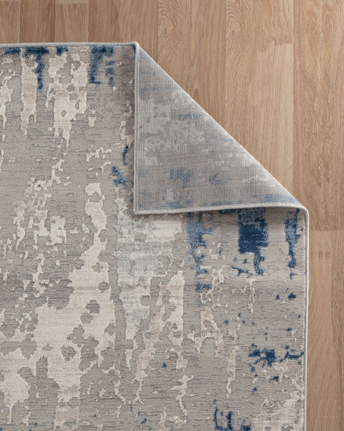 Water Aura Blue & Gray Modern Low Pile Area Rug