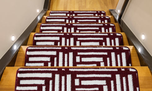 Red & White Staircase Step Treads Set of 13