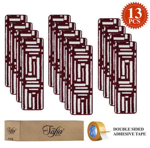 Red & White Staircase Step Treads Set of 13